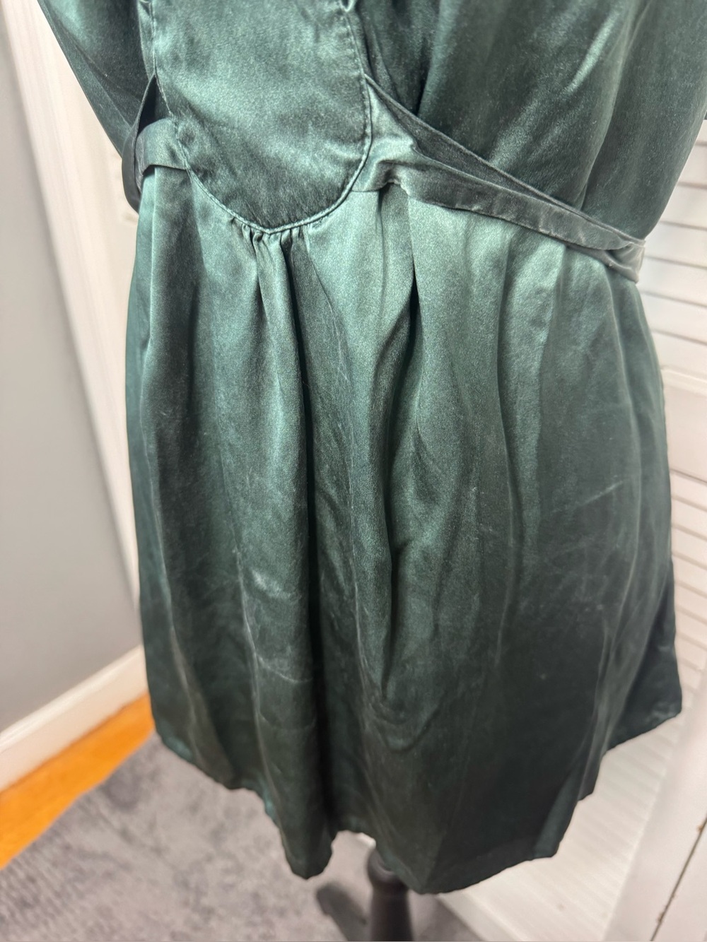 Old Navy Vintage Silk Y2K Empire Waistline Emerald Green Fairy Blouse XL - Picture 6 of 13